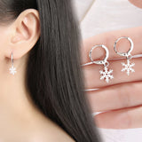 925 Silver Snowflake Pendant Earring Set Wedding Christmas Jewelry