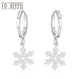 925 Silver Snowflake Pendant Earring Set Wedding Christmas Jewelry