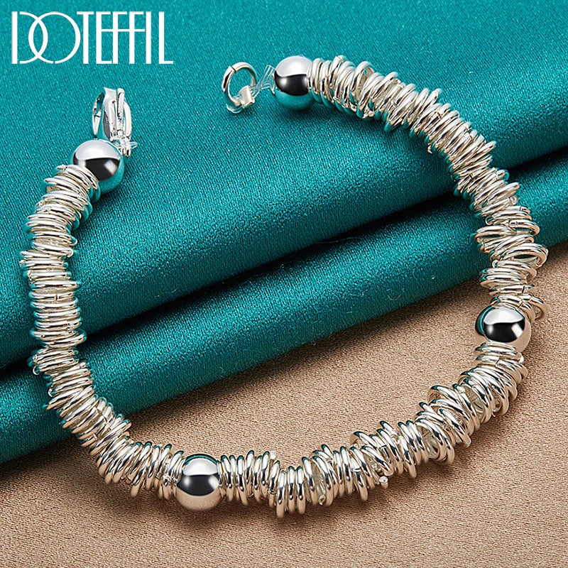 925 Sterling Silver Full Circle Bracelet Chain Women Man Wedding Jewelry