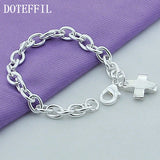 925 Silver Cross Pendant Bracelet Woman Charm Jewelry