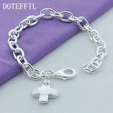 925 Silver Cross Pendant Bracelet Woman Charm Jewelry