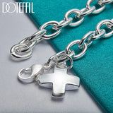 925 Sterling Silver Cross Pendant Bracelet For Women