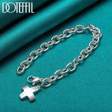 925 Sterling Silver Cross Pendant Bracelet For Women