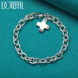 925 Sterling Silver Cross Pendant Bracelet For Women