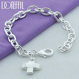 925 Sterling Silver Cross Pendant Bracelet For Women