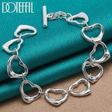 925 Silver Heart Chain Bracelet Wedding Party Charm Jewelry