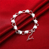 925 Silver Hollow Heart Bracelet Woman Wedding Charm Jewelry
