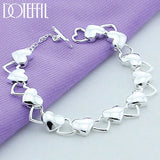925 Silver Hollow Heart Bracelet Woman Wedding Charm Jewelry