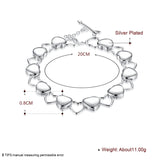 925 Silver Hollow Heart Bracelet Woman Wedding Charm Jewelry