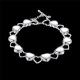 925 Sterling Silver Hollow Heart Chain Bracelet Wedding Engagement Jewelry