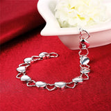 925 Sterling Silver Hollow Heart Chain Bracelet Wedding Engagement Jewelry