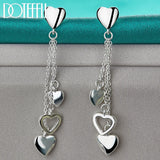 925 Sterling Silver Hollow Heart Drop Earrings Wedding Jewelry