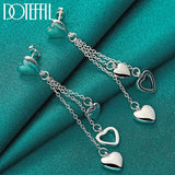925 Sterling Silver Hollow Heart Drop Earrings Wedding Jewelry