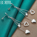 925 Sterling Silver Hollow Heart Drop Earrings Wedding Jewelry