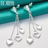 925 Sterling Silver Hollow Heart Drop Earrings Wedding Jewelry