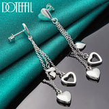 925 Sterling Silver Hollow Heart Drop Earrings Wedding Jewelry