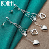 925 Sterling Silver Hollow Heart Drop Earrings Wedding Jewelry