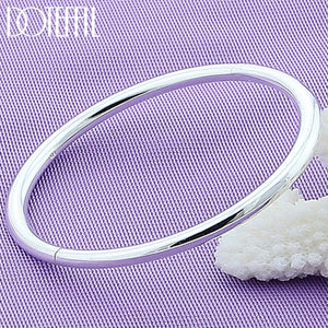 925 Sterling Silver Smooth Opening Bangles Bracelet for Woman