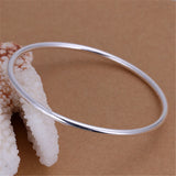 925 Sterling Silver Smooth Opening Bangles Bracelet for Woman