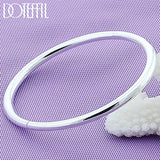 925 Sterling Silver Smooth Opening Bangles Bracelet for Woman