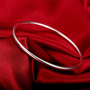 925 Sterling Silver Smooth Opening Bangles Bracelet for Woman