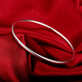 925 Sterling Silver Smooth Opening Bangles Bracelet for Woman