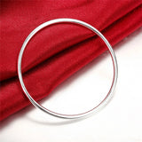 925 Sterling Silver Smooth Opening Bangles Bracelet for Woman