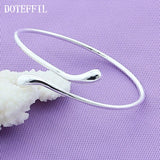 925 Silver Smooth Water Drops Bangle Bracelet for Women