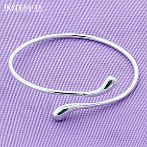 925 Silver Smooth Water Drops Bangle Bracelet for Women