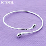 925 Silver Smooth Water Drops Bangle Bracelet for Women