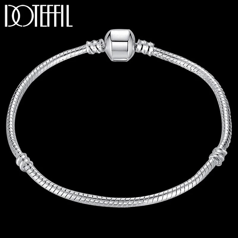 925 Silver Snake Chain Bracelet for Charm Bead