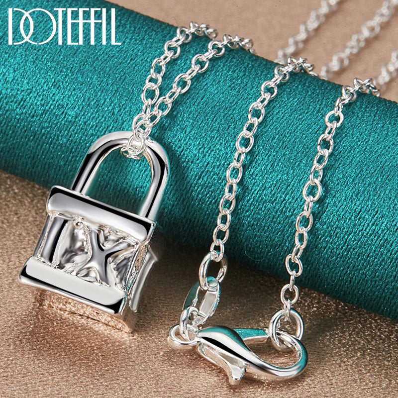 925 Silver Lock Pendant Necklace 18-30 inch Chain