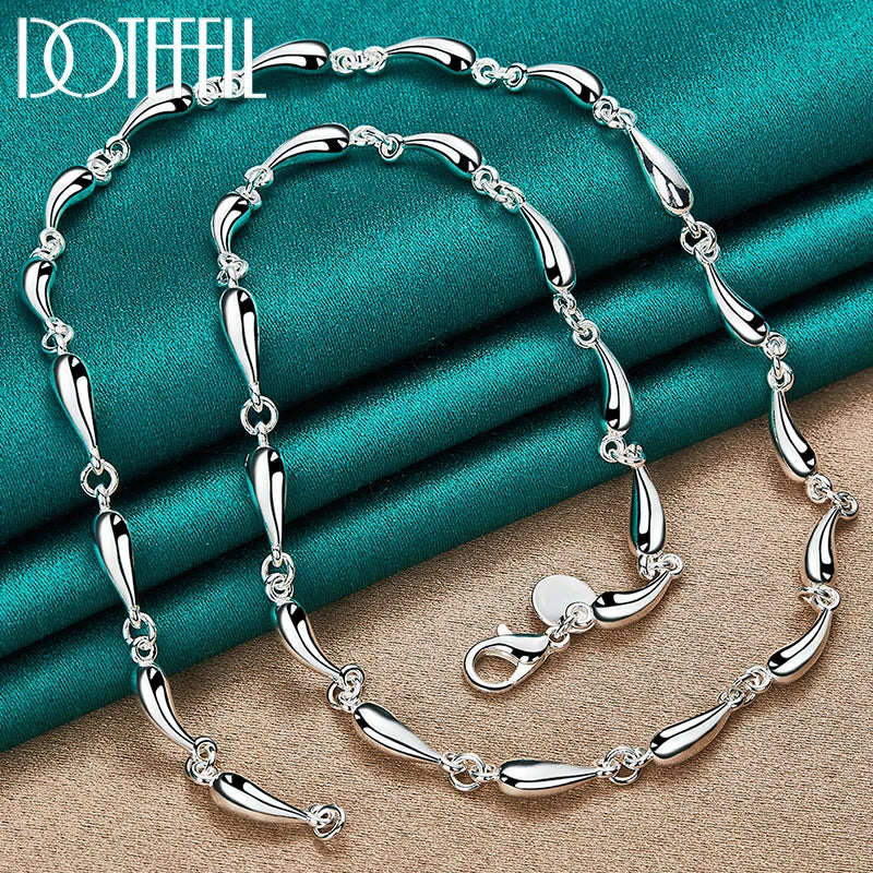 925 Silver Water Drop Chain Necklace for Wedding Party Jewelry