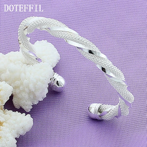 925 Silver Spiral Network Bracelet Bangle Wedding Party Jewelry
