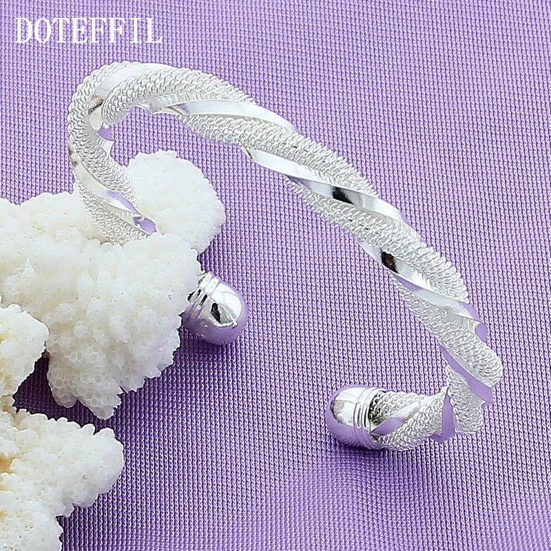 925 Silver Spiral Network Bracelet Bangle Wedding Party Jewelry