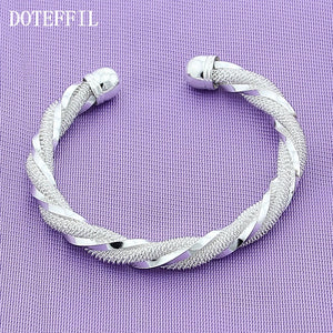 925 Silver Spiral Network Bracelet Bangle Wedding Party Jewelry