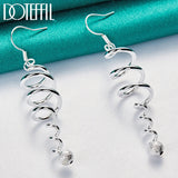 925 Silver Frosted Bead Drop Earrings Wedding Gift