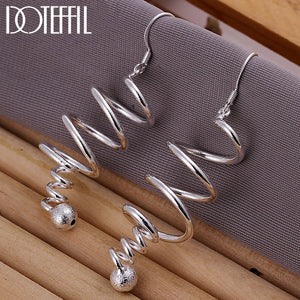 925 Silver Frosted Bead Drop Earrings Wedding Gift