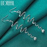 925 Silver Frosted Bead Drop Earrings Wedding Gift