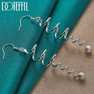 925 Silver Frosted Bead Drop Earrings Wedding Gift