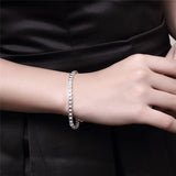 925 Silver 3mm Box Chain Bracelet Women Wedding Engagement