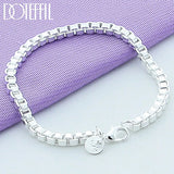 925 Silver 3mm Box Chain Bracelet Women Wedding Engagement