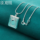 925 Silver Square Photo Frame Necklace Snake Chain Wedding Charm Jewelry