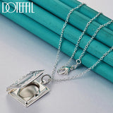 925 Silver Square Photo Frame Necklace Snake Chain Wedding Charm Jewelry