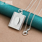 925 Silver Square Photo Frame Necklace Snake Chain Wedding Charm Jewelry