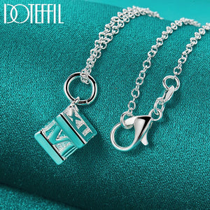 925 Silver Square Roman Numeral Pendant Necklace 18-30 Inch