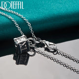 925 Silver Square Roman Numeral Pendant Necklace 18-30 Inch