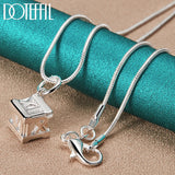 925 Silver Square Roman Numeral Pendant Necklace 18-30 Inch