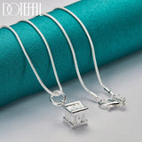 925 Silver Square Roman Numeral Pendant Necklace 18-30 Inch