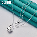 925 Silver Square Roman Numeral Pendant Necklace 18-30 Inch